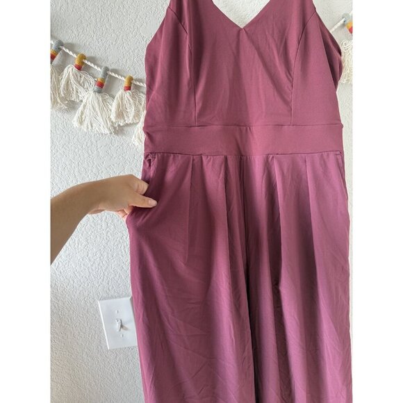 Halara Breezeful Pocket Wide Leg Quick Dry Slip Jumpsuit Amaranth Casual NWT L - Picture 4 of 9